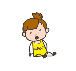 Kid Dizzy Face - Cute Cartoon Girl Vector