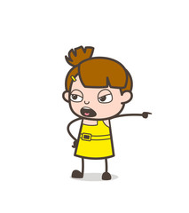 Aggressive Kid Shouting Face - Cute Cartoon Girl Vector