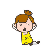 Screaming and Dizzy Face - Cute Cartoon Girl Vector