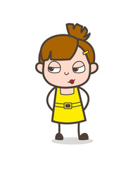 Unamused Kid Face - Cute Cartoon Girl Vector