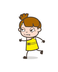 Running with Full Force - Cute Cartoon Girl Vector
