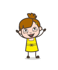 Joyful Kid Happy Hands Vector - Cute Cartoon Girl Vector