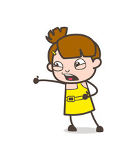 Aggressive Kid Shouting Face - Cute Cartoon Girl Vector