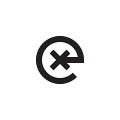 Initial letter ex, xe, x inside e, linked line circle shape logo, monogram black color