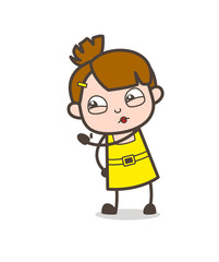 Anger Kid Showing Slap Hand - Cute Cartoon Girl Vector