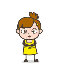 Unhappy Kid Face Expression - Cute Cartoon Girl Vector