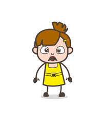 Worried Face with Open Mouth - Cute Cartoon Girl Vector