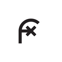 Initial letter fx, xf, x inside f, linked line circle shape logo, monogram black color