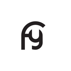 Initial letter fy, yf, y inside f, linked line circle shape logo, monogram black color