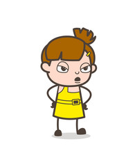 Speaking in Angry Mood - Cute Cartoon Girl Vector