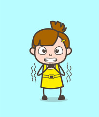 Grimacing Face - Cute Cartoon Girl Vector