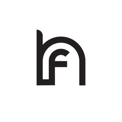 Initial letter hf, fh, f inside h, linked line circle shape logo, monogram black color