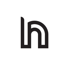 Initial letter hh, h inside h, linked line circle shape logo, monogram black color