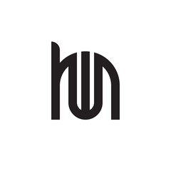 Initial letter hw, wh, w inside h, linked line circle shape logo, monogram black color