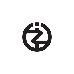 Initial letter iz, zi, linked line circle shape logo, monogram black color