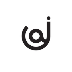 Initial letter ja, aj, a inside j, linked line circle shape logo, monogram black color