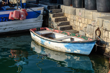 Fototapeta na wymiar Row Boat, Reflection, Age