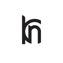 Initial letter kn, nk, n inside k, linked line circle shape logo, monogram black color