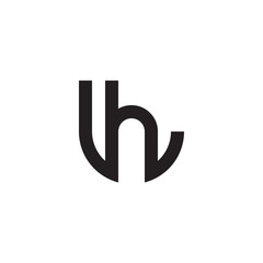 Initial letter lh, hl, h inside l, linked line circle shape logo, monogram black color