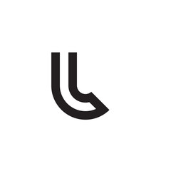 Initial letter ll, l inside l, linked line circle shape logo, monogram black color