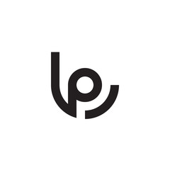 Initial letter lp, pl, p inside l, linked line circle shape logo, monogram black color