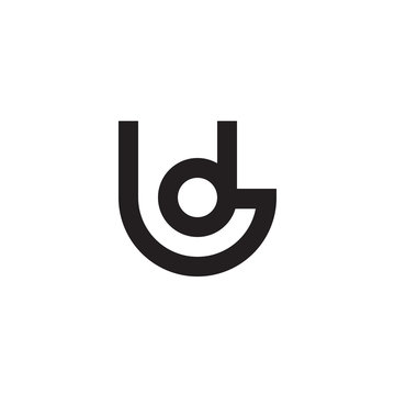 Initial letter ld, dl, d inside l, linked line circle shape logo, monogram black color