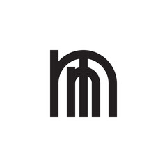 Initial letter mm, m inside m, linked line circle shape logo, monogram black color