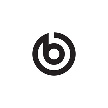 Initial letter ob, bo, b inside o, linked line circle shape logo, monogram black color