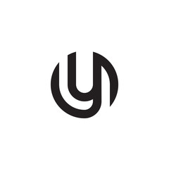 Initial letter oy, yo, y inside o, linked line circle shape logo, monogram black color

 - obrazy, fototapety, plakaty