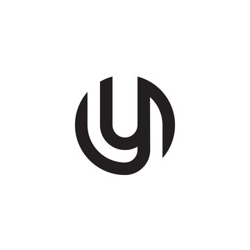 Initial letter oy, yo, y inside o, linked line circle shape logo, monogram black color

