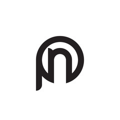 Initial letter pn, np, n inside p, linked line circle shape logo, monogram black color     © ariefpro