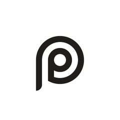 Initial letter pp, p inside p, linked line circle shape logo, monogram black color

