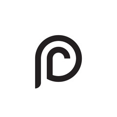 Initial letter pr, rp, r inside p, linked line circle shape logo, monogram black color

