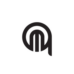 Initial letter qm, mq, m inside q, linked line circle shape logo, monogram black color

