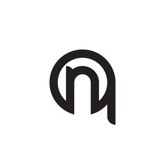 Initial letter qn, nq, n inside q, linked line circle shape logo, monogram black color

