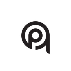 Initial letter qp, pq, p inside q, linked line circle shape logo, monogram black color

