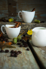 Autumnal concept with yellow leaves
