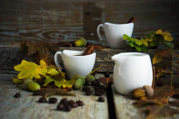 Autumnal concept with yellow leaves
