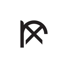 Initial letter rx, xr, x inside r, linked line circle shape logo, monogram black color


