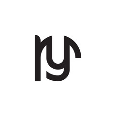 Initial letter ry, yr, y inside r, linked line circle shape logo, monogram black color

 - obrazy, fototapety, plakaty