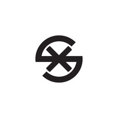 Initial letter sx, xs, x inside s, linked line circle shape logo, monogram black color

