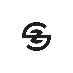 Initial letter sz, zs, z inside s, linked line circle shape logo, monogram black color

