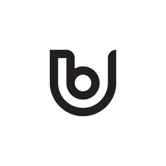 Initial letter ub, bu, b inside u, linked line circle shape logo, monogram black color