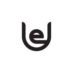 Obraz premium Initial letter ue, eu, e inside u, linked line circle shape logo, monogram black color
