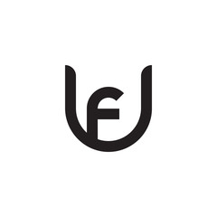 Initial letter uf, fu, f inside u, linked line circle shape logo, monogram black color