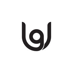 Initial letter ug, gu, g inside u, linked line circle shape logo, monogram black color