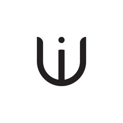 Initial letter ui, iu, i inside u, linked line circle shape logo, monogram black color