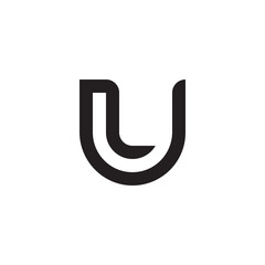 Initial letter lu, ul, l inside u, linked line circle shape logo, monogram black color