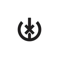 Initial letter wx, xw, x inside w, linked line circle shape logo, monogram black color