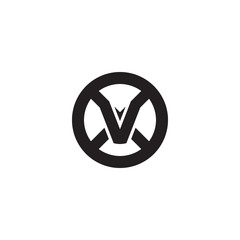 Initial letter xv, vx, v inside x, linked line circle shape logo, monogram black color